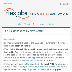 Happy Thanks-Savings From FlexJobs | 25 Companies Switching to Permanent Remote Jobs, and More!