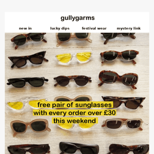 FREE sunglasses with every order over £30 😎
