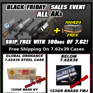 9mm & 7.62x39 Ships Free!