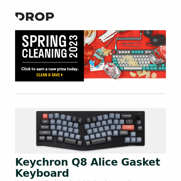 Keychron Q8 Alice Gasket Keyboard, Drop + MrSpeakers Ether CX Closed Headphones, Keychron Q8 Alice Gasket Barebones Knob Keyboard and more...