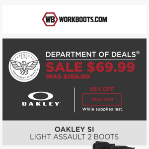 DOD: Last call for Oakley fans ➡ 55% off boots! 
