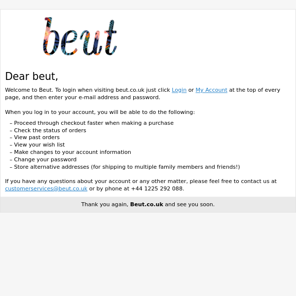 Welcome, Beut!