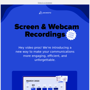 NEW: Screen and webcam recordings