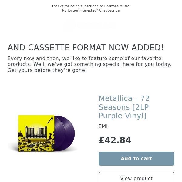 SOON! Metallica - 72 Seasons [2LP Purple Vinyl]