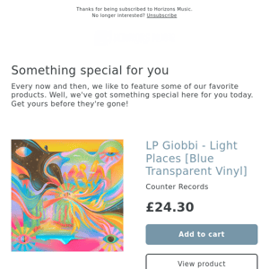 NEW! LP Giobbi - Light Places [Blue Transparent Vinyl]