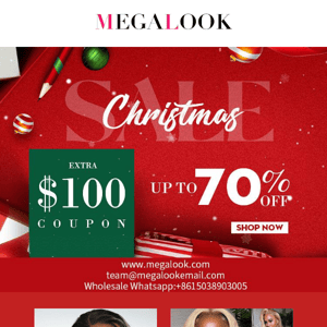 Christmas Sale！ Extra $100 Coupon .