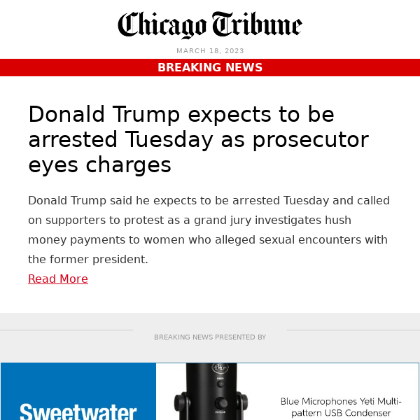 Trump says he expects to be arrested Tuesday