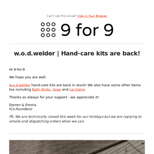 w.o.d.welder | Hand-care kits are back!