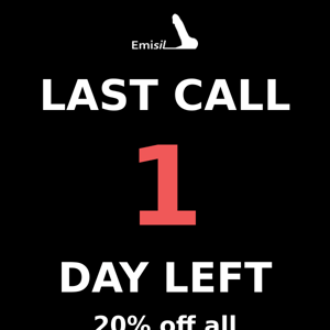 1 Day left! 20% Off All products