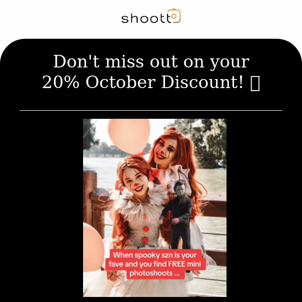 20% off October Mini Sessions! 👻 No tricks, just treats!