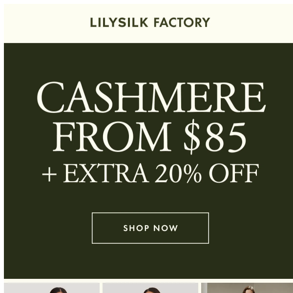 [LILYSILK Factory] Cashmere sweater from $85 + extra 20% off