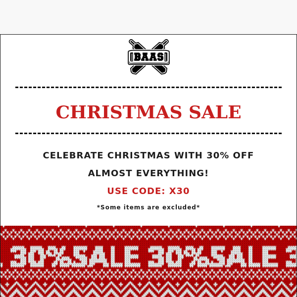 CHRISTMAS SALE - 30% OFF ALMOST ALL!