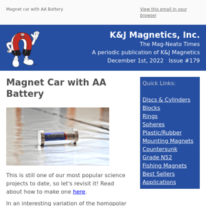 Magnet Car + December Coupons! - K & J Magnetics