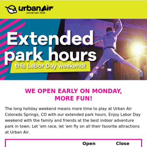 Labor Day Weekend Extended Hours