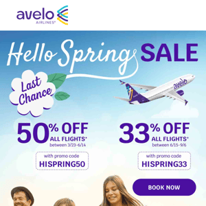 🌷🐝 Last day to enjoy 50% off flights!