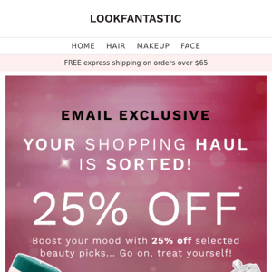 25% off your next beauty haul inside!💌