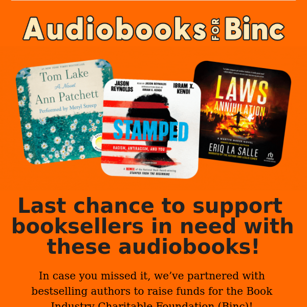 Last chance! Audiobooks for Binc 🎧