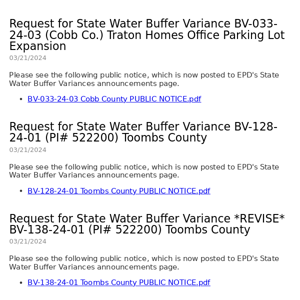 Georgia Department of Natural Resources Daily Digest Bulletin