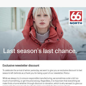 Last season’s last chance | Exclusive newsletter discount