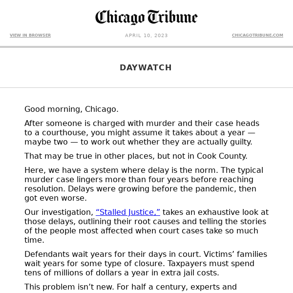 Daywatch: Delays in the Cook County courts