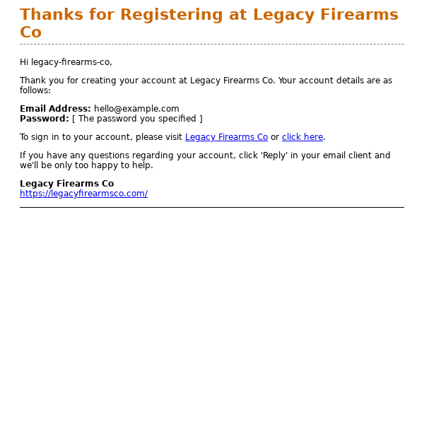Thanks for Registering at Legacy Firearms Co