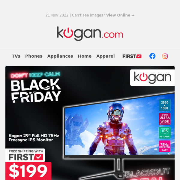 Blackout Deals: Prices Slashed on 29" Full HD Monitor, Stick Vacuum, Samsung Galaxy S21 & More!