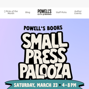 📚 March 23: Come out to Smallpresspalooza!