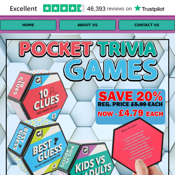 Last Chance To Save 20% Off These Pocket Family Quiz Games!