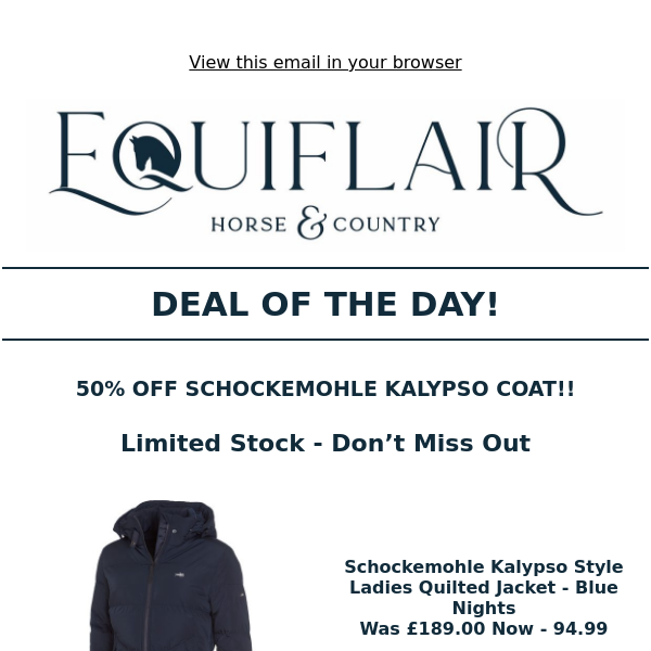Deal of The Day - 50% off Schockemohle Kalypso Coat