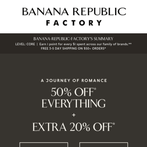 Final Day: 50% off everything + extra 20%