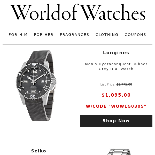 🎯DOORBUSTER COUPONS: Longines Watches, Movado, Omega and Much More
