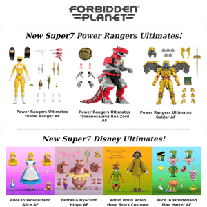 A ton of new Super 7 Ultimate Action Figures! Disney! Power Rangers! Ren & Stimpy!