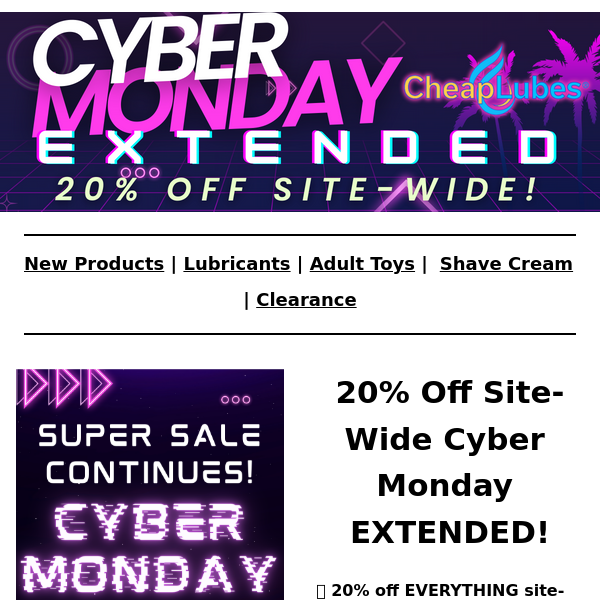 Extended Cyber Monday Sale! 20% off + Free Gift on $49+