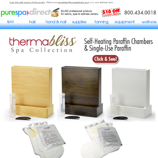 Pure Spa Direct! Meet thermaBliss, the New Hot Thing! + $10 Off $100 or more of any of our 80,000+ products!