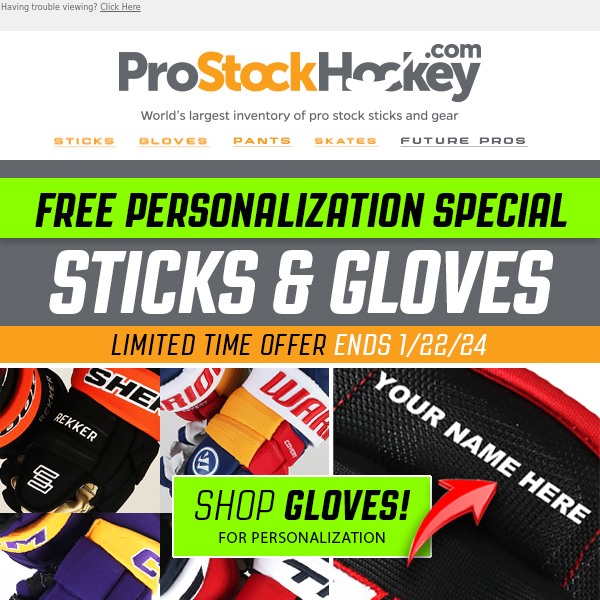 Special Offer: FREE Stick & Gloves Personalization!