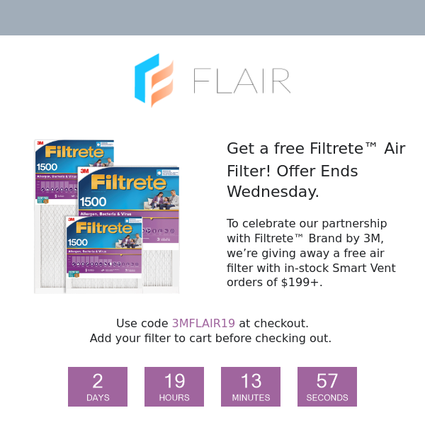 Last chance to get a free Filtrete™ Air Filter