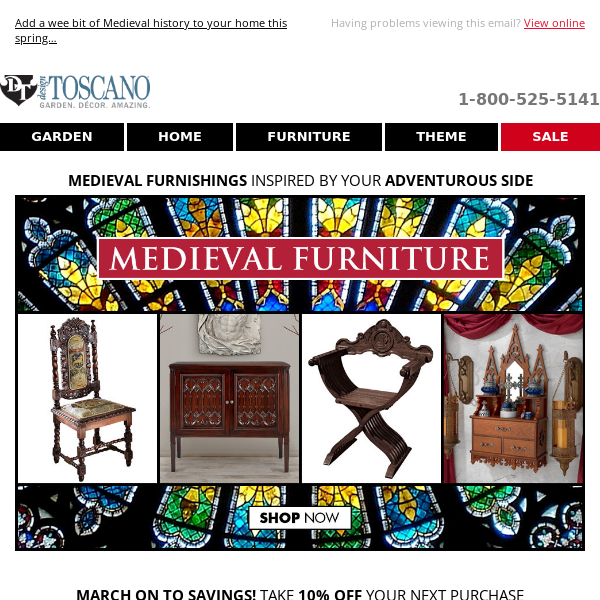 👑 10% off Furniture fit for a King!* Find your Medieval throne at Design Toscano 👑