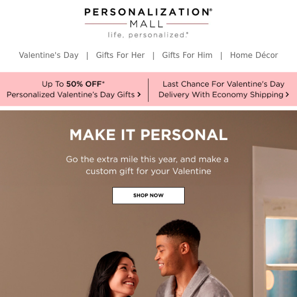 💝 50% Off + Valentine's Day Delivery With Economy Shipping Ends Soon