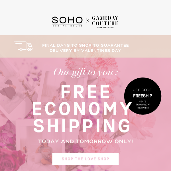 Our Valentine's Day gift to you 💗 Free Economy Shipping