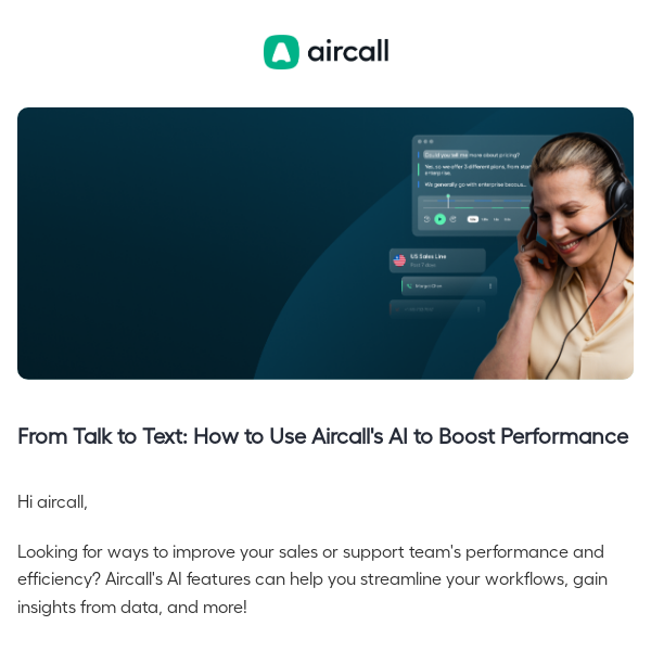 You’re invited | From talk to text: how to use Aircall's AI to boost performance