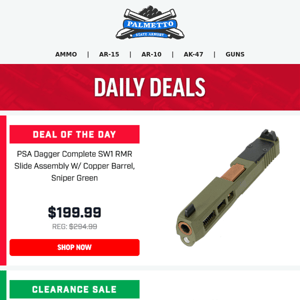 Slide Into These Deals! | PSA Dagger SW1 RMR Slide W/ Copper Barrel & Lower 1/3 Sights $199.99!