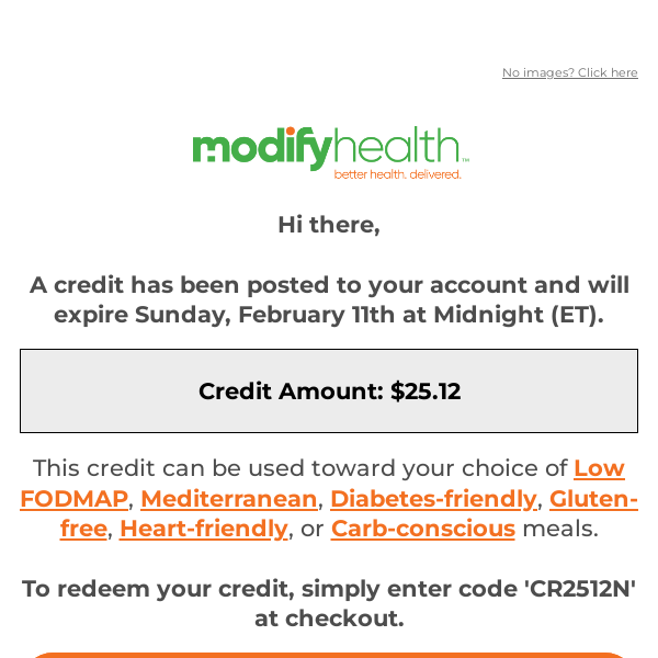 Your $25.12 credit expires tonight