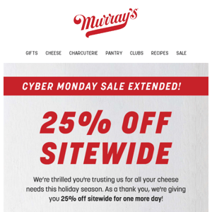 Cyber Monday EXTENDED: 25% Off Sitewide