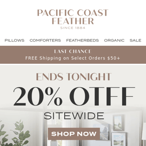 FINAL DAY: 20% OFF Sitewide