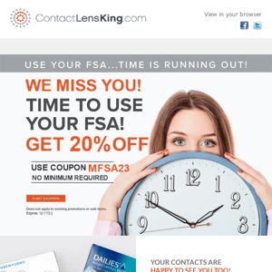 Get 20% Off Today at Contact Lens King