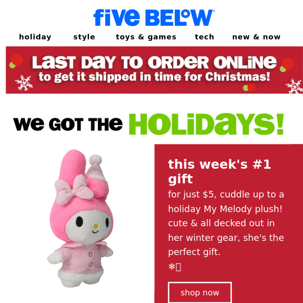 Holiday Disney Stitch Squishmallows™ 6.5in, Five Below