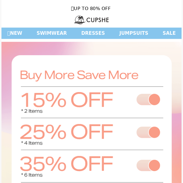 15%, 25%, 35% OFF🙌