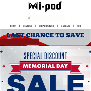 Mi-Pod Online | Memorial Day Sale Ends Soon | Last Chance to Save 15% Sitewide