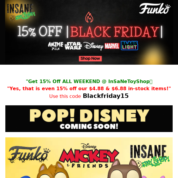 🖤🖤Black Friday 15 % OFF on ALL in-stock items + New Disney Pops are up!🖤🖤