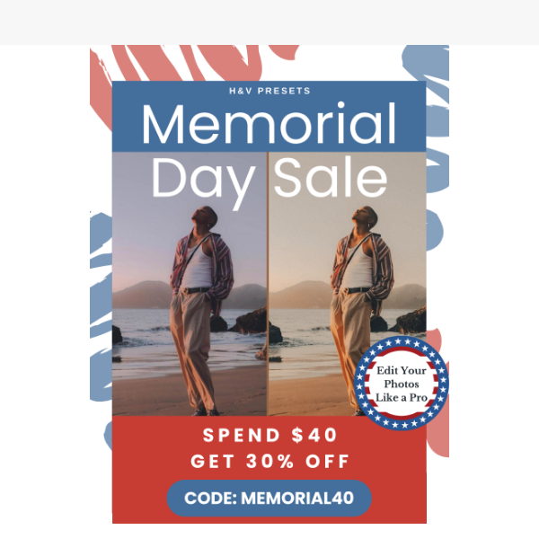 🇺🇸 Memorial Weekend: Spend $40, Get 30% Off 🇺🇸